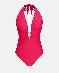 Cupshe Women's Halter Plunging Deep V neck One-Piece Swimsuit