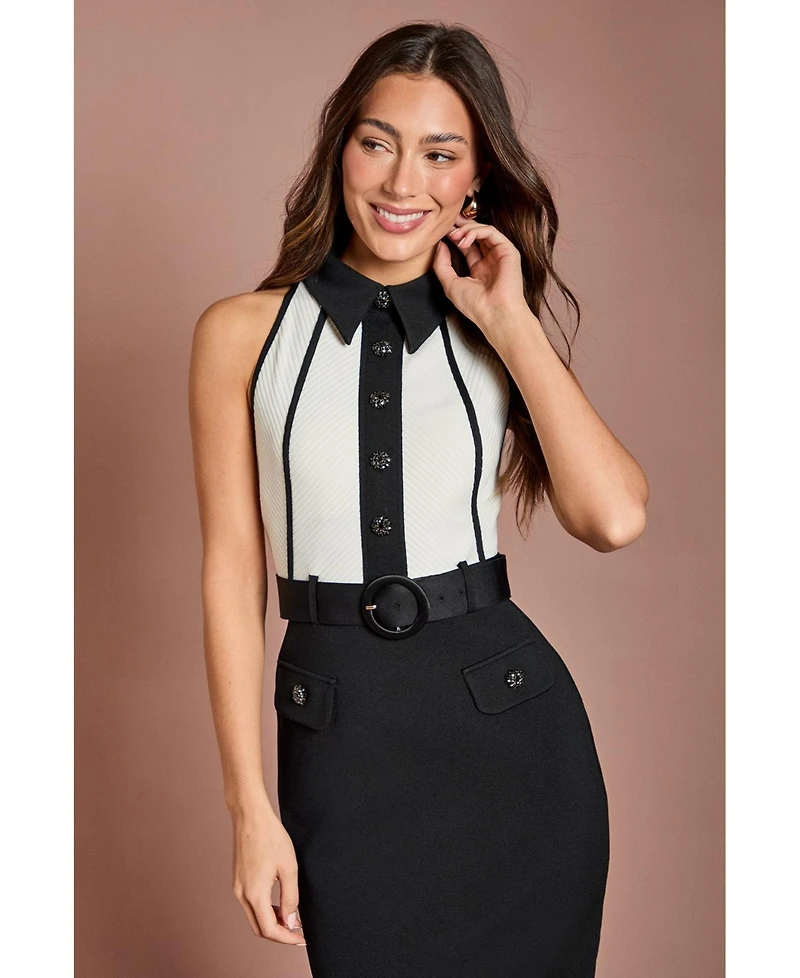 Coast Women's Collard Bandage Belted Pencil Dress
