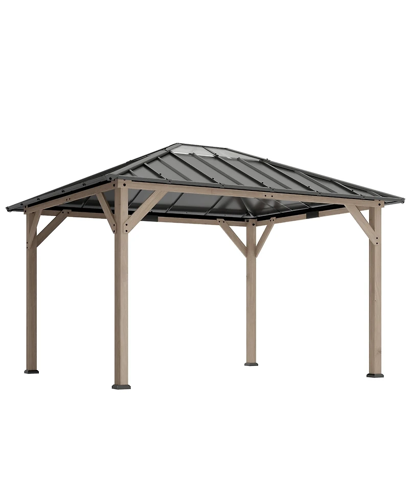 Outsunny 10'x12' Hardtop Gazebo with Steel Roof, UPF50+ Permanent Pavilion