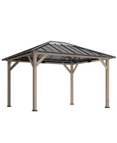 Outsunny 10'x12' Hardtop Gazebo with Steel Roof, UPF50+ Permanent Pavilion