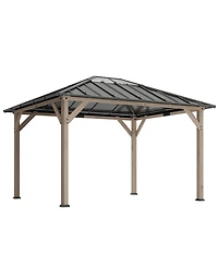 Outsunny 10'x12' Hardtop Gazebo with Steel Roof, UPF50+ Permanent Pavilion