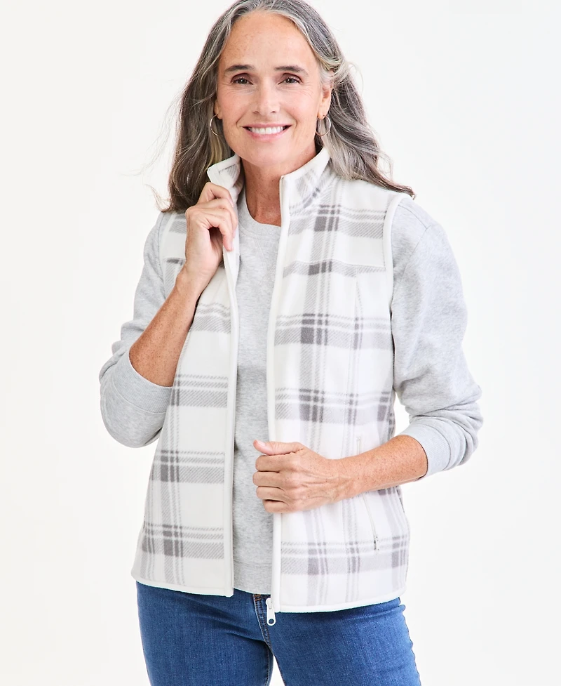 Style & Co Petite Plaid Mock Neck Vest, Macy's Exclusive