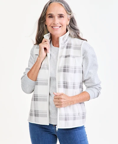 Style & Co Petite Plaid Mock Neck Vest, Macy's Exclusive