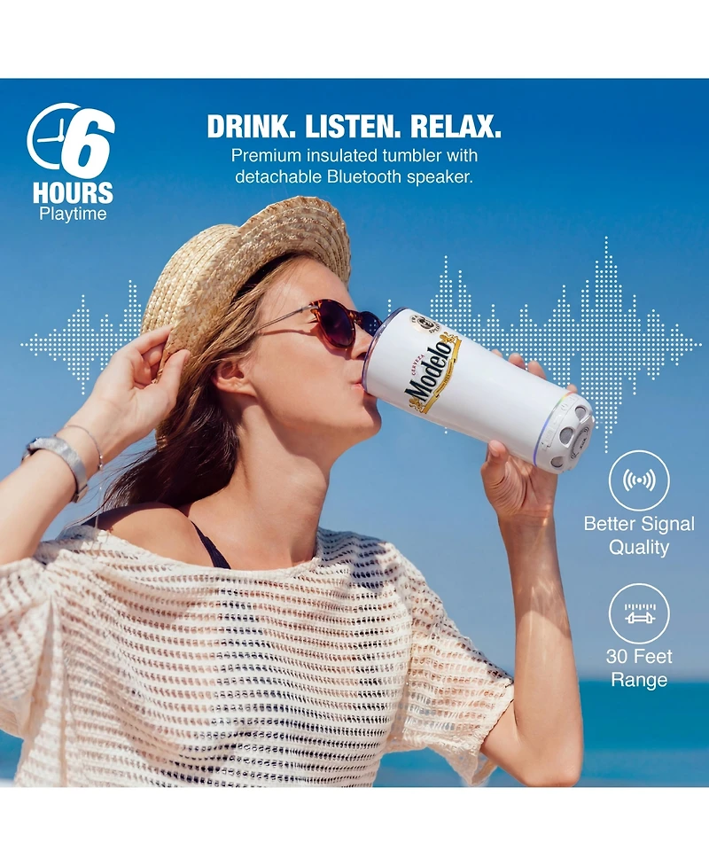 Modelo 16oz Stainless Steel Tumbler with Removeable Led Light Waterproof Bluetooth Speaker
