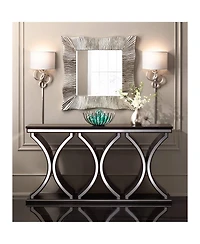 Possini Euro Design Circles Modern Wall Light Sconces Set of 2 Smart Sockets Brushed Nickel Plug-In 12" Fixture Off-White Shades Bedroom