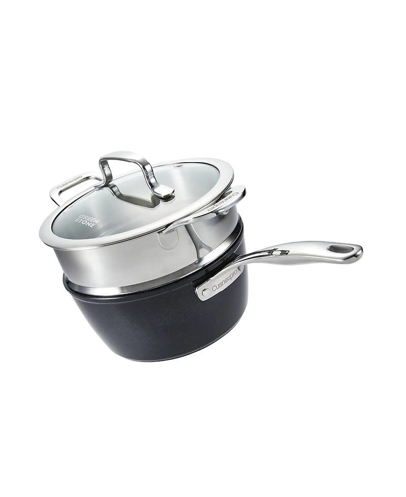 Cuisine::pro Green Stone Aluminum 2.4-Quart Saucepan with lid and Steamer Set