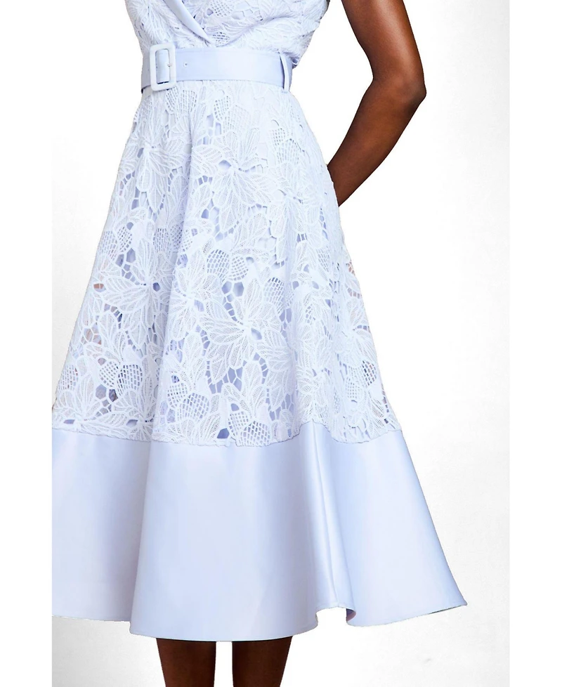 Coast Women's Satin Trim Lace Collard Midi Dress