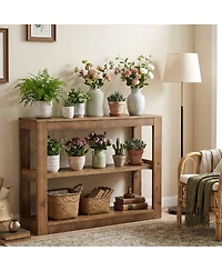 Tribesigns 41.33" Solid Wood Console Table with 3-Tier Open Shelves, Modern Farmhouse Rustic Entryway Sofa Table