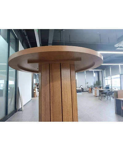 homfan Round Bar Table Engineered Wood Industrial Cocktail for Dining Room Living Game Furniture