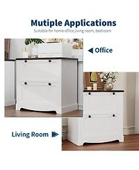 homfan 30inch Farmhouse File Cabinet 2-Drawer Filing Cabinet for Hanging File Folders, Rustic Storage Printer Stand for Office
