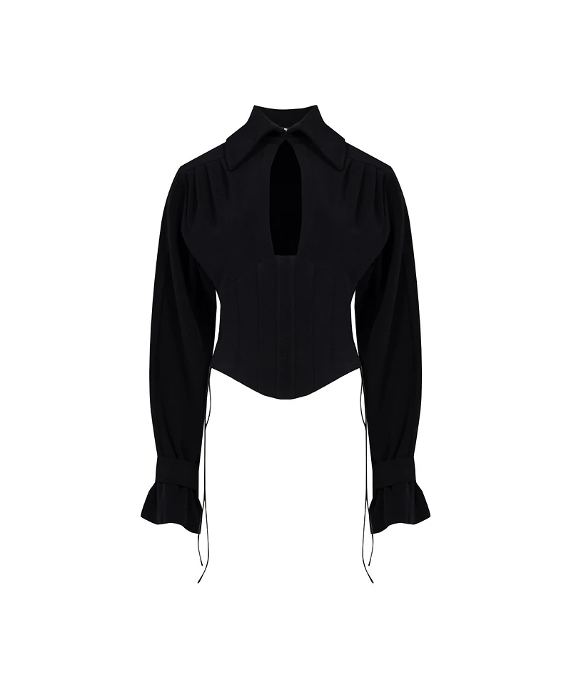 Pcfg Women's Tops and Tees Wool-Blend Corset Blouse