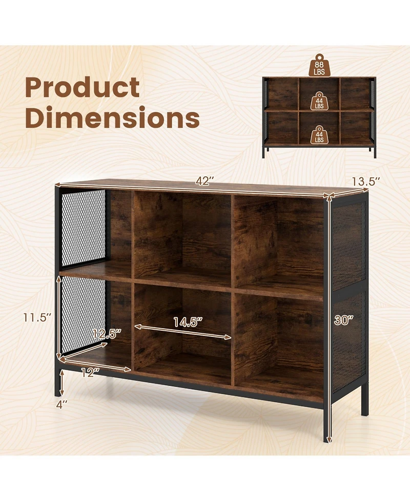 Slickblue Wide 6 Cube Storage Bookcase with Open Cubby Display Shelves