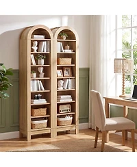 Slickblue Modern Arch Bookshelf with 8 Tiers and 3 Adjustable Storage Shelves