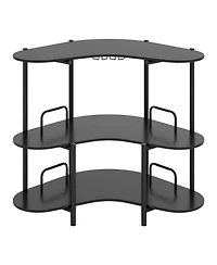 Slickblue Modern 3-Tier Liquor Bar Table with Stemware Holder and Storage Rack