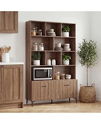Slickblue Tall Bookshelf with 4 Storage Doors and Anti-Tip Hardware Included