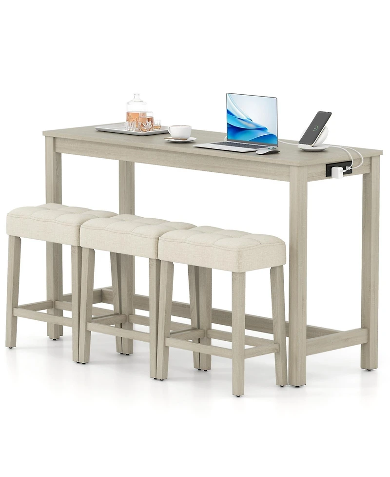 Slickblue 4-Piece Counter Height Dining Set with Table and 3 Bar Stools Nook Set