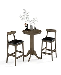 Slickblue 3 Piece Pub Table Set with 2 Stools and Round Wood Bar Table