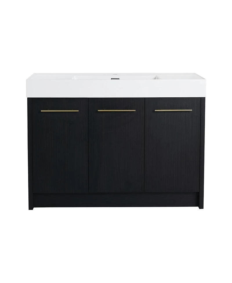 Sillysis Modern Chestnut Bathroom Vanity with Resin Sink, Soft Close Doors