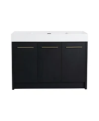 Sillysis Modern Chestnut Bathroom Vanity with Resin Sink, Soft Close Doors