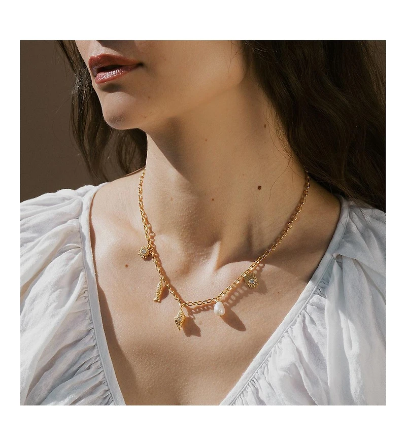 Satya Jewelry Blessings of the Sea Multi Charm Necklace