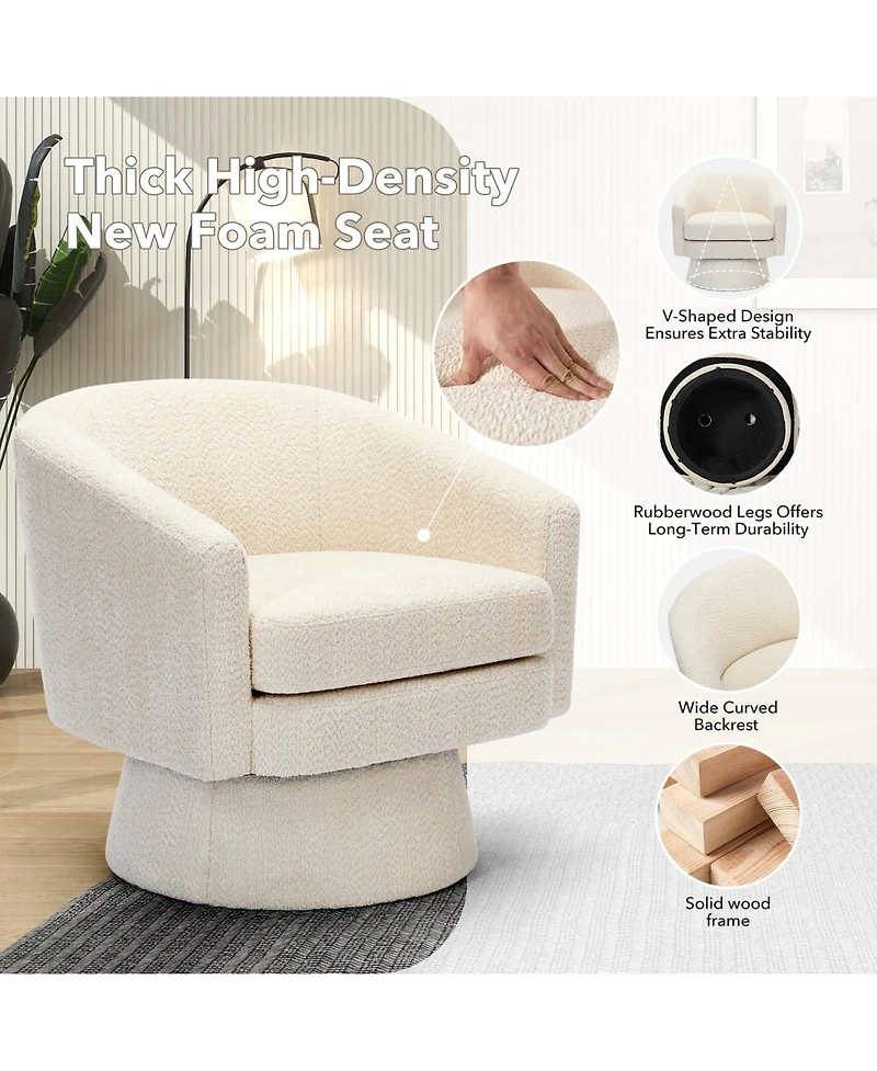 homfan 360degree(s) Swivel Lounge Chair with Arms - Soft Chenille Upholstery Cushion Modern Accent for Living Room or Bedroom