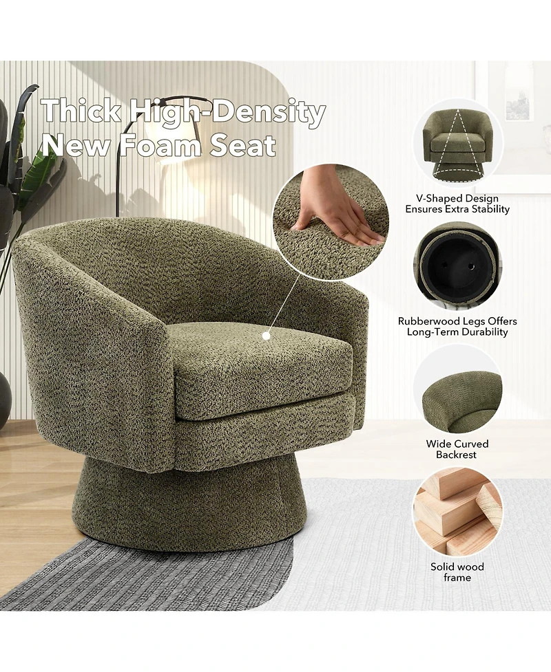 homfan 360degree(s) Swivel Lounge Chair with Arms - Soft Chenille Upholstery Cushion Modern Accent for Living Room or Bedroom