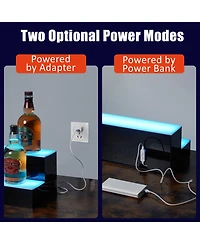 homfan Led Illuminated Acrylic Liquor Bottle Shelf, Remote and App Controlled Multi-power Display Rack for Home Bar Ktv Club