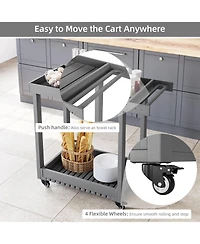 homfan Heavy Duty 2-Tier Utility Cart - 500 lbs Capacity, Deep Tub Shelves, Multipurpose Mobile Storage Trolley for Warehouse, Garage, Office