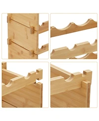 homfan 33"W Material Wine Rack with 4-Tier Shelves Holds 36 Bottles. Countertop Wine Storage for Kitchen Dining Room Bar