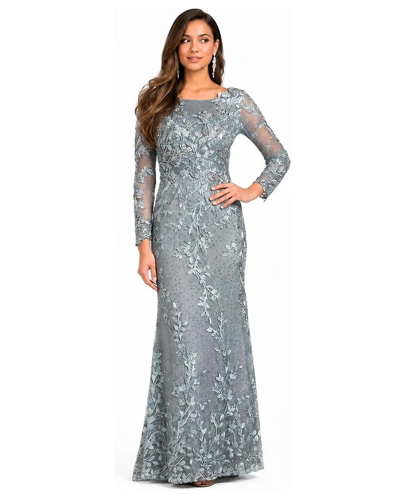 Lara Women's Long Sleeve Lace Dress With Appliques