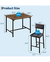 homfan Piece Bar Height Dining Table Set with 4 Stools and Metal Frame for Kitchen Room