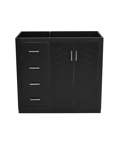 Sillysis 36 Inch Modern Freestanding Bathroom Vanity without Top, Solid Wood Frame, 3 Drawers Storage, Soft Close Doors