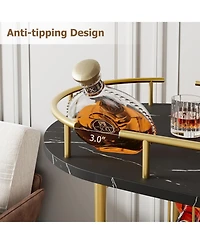 homfan Modern Bar Cart with Wine Rack, Glass Holder and 4-Tier Storage Shelves, Mobile Serving on Wheels for Kitchen or Dining Room