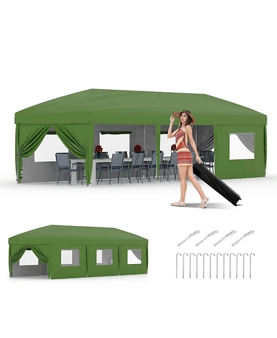 homfan Heavy Duty Pop Up Canopy TentRemovable Sidewalls, Adjustable Height, Sandbags, Stakes and Portable Carry Bag
