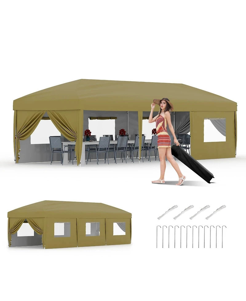homfan Heavy Duty Pop Up Canopy TentRemovable Sidewalls, Adjustable Height, Sandbags, Stakes and Portable Carry Bag