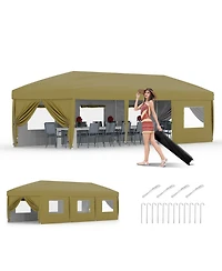 homfan Heavy Duty Pop Up Canopy TentRemovable Sidewalls, Adjustable Height, Sandbags, Stakes and Portable Carry Bag