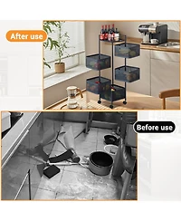 homfan 5 Tier Bar Cart, 38 Inch Metal Mesh Rolling Storage Cart with Rotating Baskets and Locking Wheels for Kitchen or Pantry