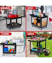 homfan Rolling Bar Cart, Heavy Duty Utility Cart with 2 Shelves and Locking Wheels for Kitchen or Pantry