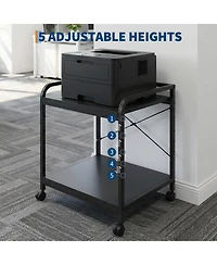 homfan 2 Tier Bar Cart, 20 Inch Rolling Utility Cart with Adjustable Shelf and Locking Wheels for Kitchen or Pantry