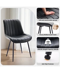 homfan Set of 2 Dining Chairs, Faux Leather Upholstered Chairs with Metal Legs for Room or Kitchen
