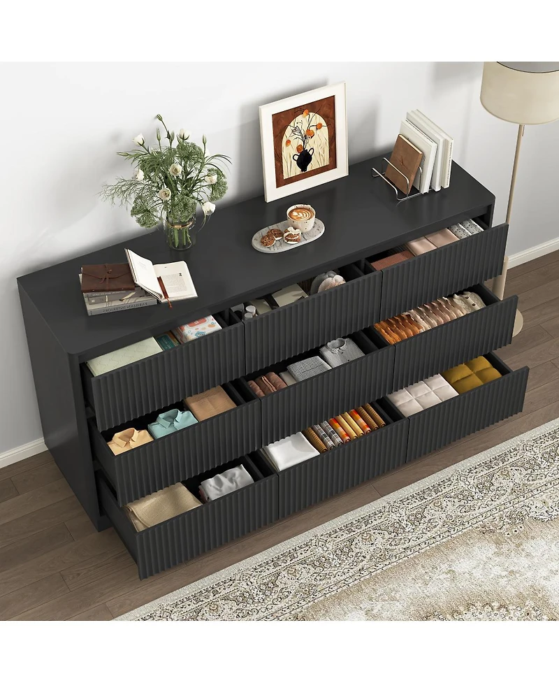 Streamdale Furniture 9-Drawer Modern Wood Dresser and Storage Cabinet