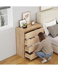 Streamdale Furniture 4-Drawer Modern Storage Dresser 31.5'' Natural Wood Chest for Bedroom