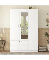 Streamdale Furniture 3-Door Wardrobe with Full-Length Mirror and Lockable Drawer