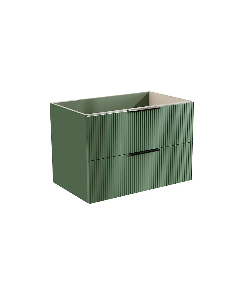 Sillysis 30" Wall Mounted Bathroom Vanity with Ribbed Drawers, U-Shaped Organizer, Waterproof Mdf Cabinet for Small Spaces