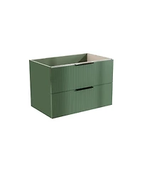 Sillysis 30" Wall Mounted Bathroom Vanity with Ribbed Drawers, U-Shaped Organizer, Waterproof Mdf Cabinet for Small Spaces