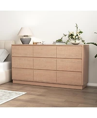 Streamdale Furniture 9-Drawer Mid-Century Modern Wood Dresser and Storage Cabinet