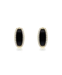 The Lovery Onyx Cz Oval Hoop Earrings 14K Gold-Plated Sterling Silver