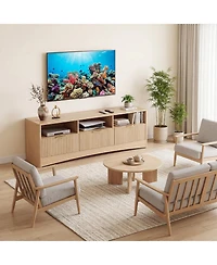 homfan 59inch Wide Tv Stand for TVs Up to 65inch , Modern Fluted Entertainment Center with 3 Storage Drawers, Open Shelves, Wood Console