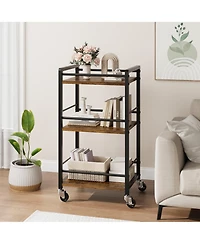 homfan Rolling Kitchen Cart 3-Layer Small Bar Cart with 360 Degree Swivel Wheels and Brakes, Coffee Drink Cart for Home or Party