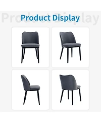 homfan Set of 2 Dining Chairs, 18 Inch Blue Velvet Upholstered Chairs with Padded Seat and Wood Legs for Dining Room or Kitchen
